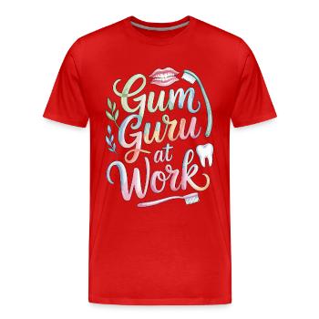 Periodontist Gum Guru At Work Dental Health Care - Men's Premium Organic T-Shirt - red - Front - Damien (186cm)