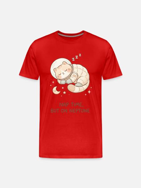 Nap Neptune | Cute Space Cat - Men's Premium Organic T-Shirt - red