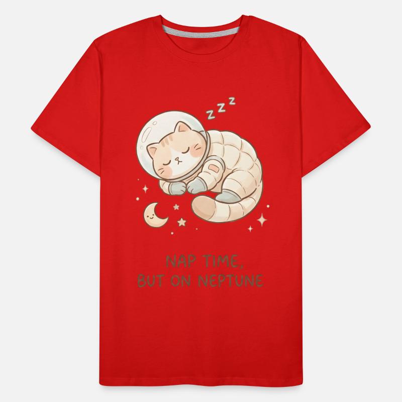Nickerchen Neptun | Süße Space Katze Männer Premium Bio T-Shirt