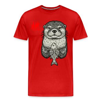 Loutre asiatique - T-shirt bio Premium Homme - rouge - Devant - Damien (186cm)
