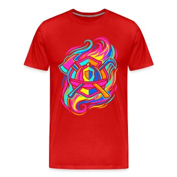 Emblème du pompier - T-shirt bio Premium Homme - rouge - Devant - Damien (186cm)