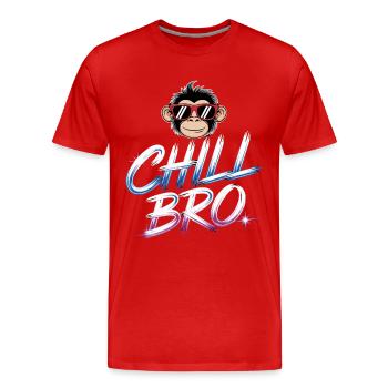 Chill Bro Monkey - Männer Premium Bio T-Shirt - Rot - Vorne - Damien (186cm)