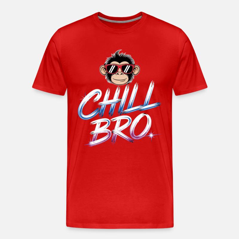 Chill Bro Monkey - Männer Premium Bio T-Shirt - Rot
