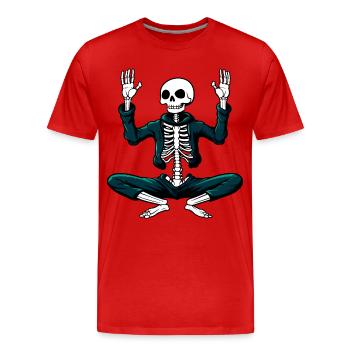 Squelettes Yoga Crâne - T-shirt bio Premium Homme - rouge - Devant - Damien (186cm)