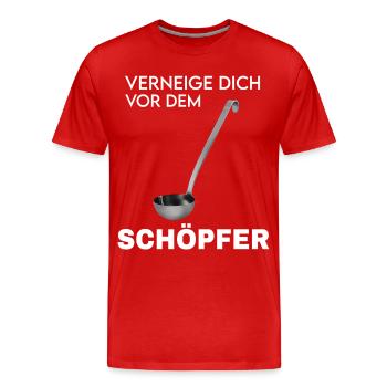 Der Schöpfer - Schöpfkelle Motiv - Männer Premium Bio T-Shirt - Rot - Vorne - Damien (186cm)