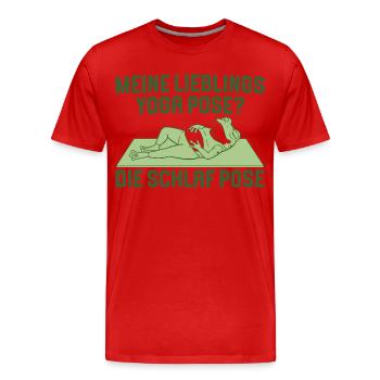 Favorite Yoga Pose Frog Meditation - Men's Premium Organic T-Shirt - red - Front - Damien (186cm)