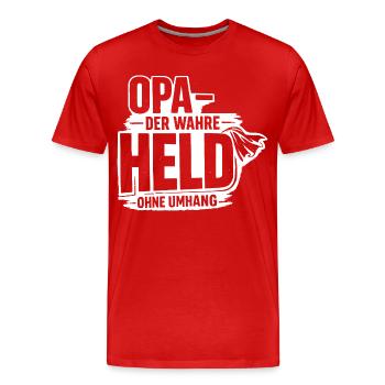Opa Der Wahre Held Ohne Umhang - Männer Premium Bio T-Shirt - Rot - Vorne - Damien (186cm)