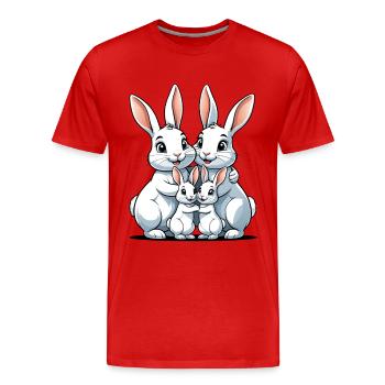 Kuschelfamilie Häschen - Männer Premium Bio T-Shirt - Rot - Vorne - Damien (186cm)