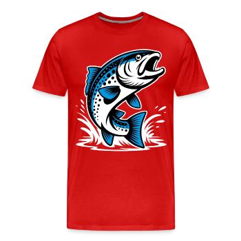 Springende Forelle - Männer Premium Bio T-Shirt - Rot - Vorne - Damien (186cm)