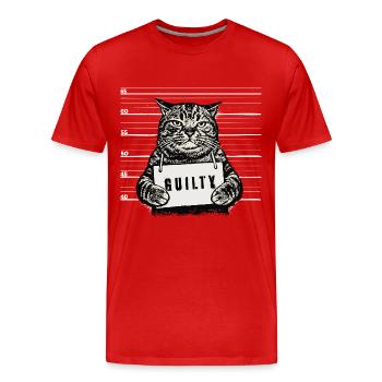 Grim Cat – Coupable de la photo d’identité judiciaire - T-shirt bio Premium Homme - rouge - Devant - Damien (186cm)