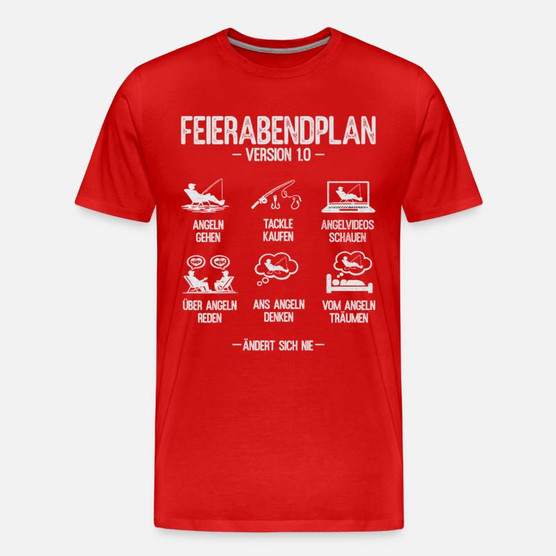 Angeln Geschenk Mann Angler Feierabendplan - Männer Premium Bio T-Shirt - Rot