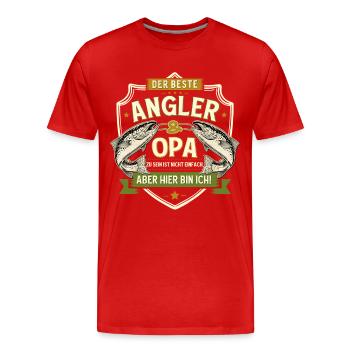 Angler Grandpa Not easy, but here I am! Fishing - Men's Premium Organic T-Shirt - red - Front - Damien (186cm)