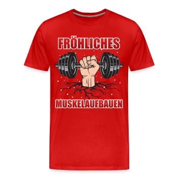 Weihnachten FRÖHLICHES MUSKELAUFBAUEN Lustig - Männer Premium Bio T-Shirt - Rot - Vorne - Damien (186cm)