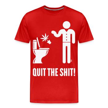 Quit The Shit! (Cannabis / Marijuana / Hemp / W) - Men's Premium Organic T-Shirt - red - Front - Damien (186cm)
