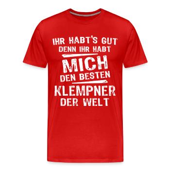 Klempner - Männer Premium Bio T-Shirt - Rot - Vorne - Damien (186cm)
