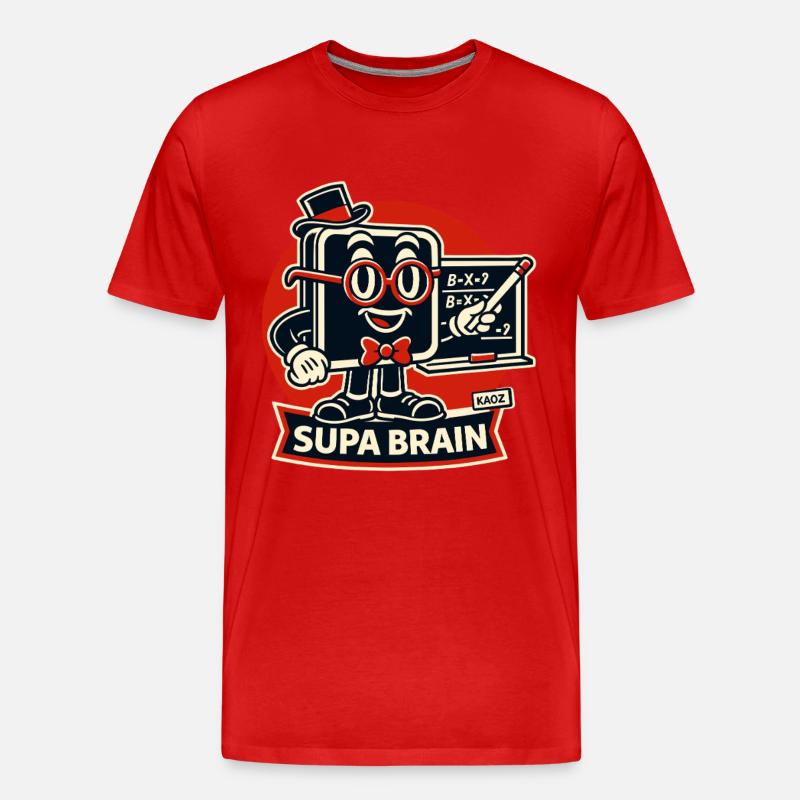 Supa Brain Gehirn Mathe Held - Männer Premium Bio T-Shirt - Rot
