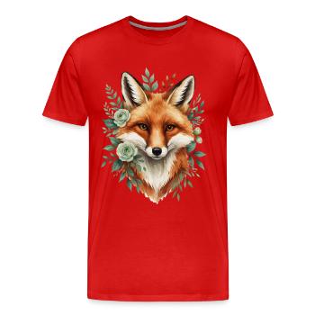 Fuchs im Blütenkranz - Männer Premium Bio T-Shirt - Rot - Vorne - Damien (186cm)