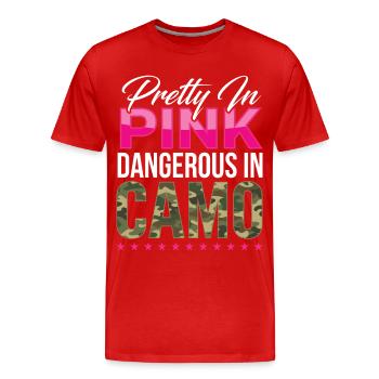 Pretty In Pink In Camo - Männer Premium Bio T-Shirt - Rot - Vorne - Damien (186cm)