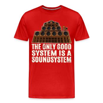 Sound System Reggae - Men's Premium Organic T-Shirt - red - Front - Damien (186cm)