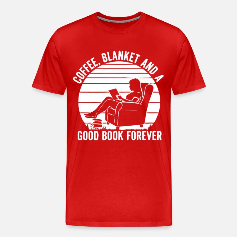 Kaffee Kuscheldecke Buch - Männer Premium Bio T-Shirt - Rot