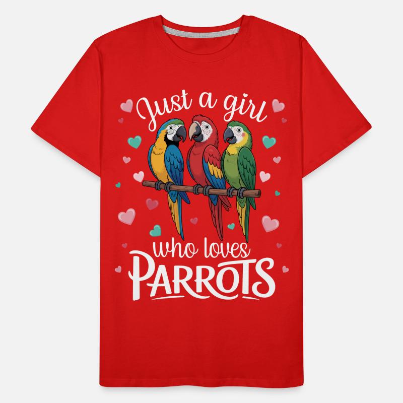 Three Parrots Macaws Parrot Lover Tropical Men's Premium Organic T-Shirt