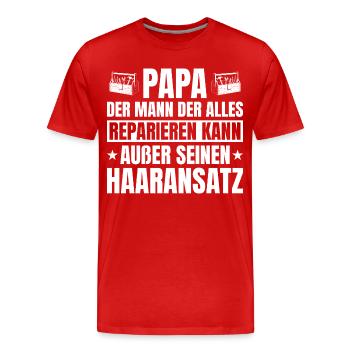 Papa artisan avec une ligne de cheveux chauve : drôle de dicton - T-shirt bio Premium Homme - rouge - Devant - Damien (186cm)
