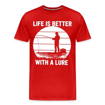 Angler Sonnenuntergang Life is Better With a Lure - Männer Premium Bio T-Shirt - Rot - Vorne - Damien (186cm)