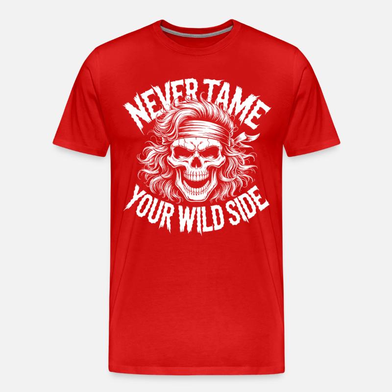 Wilde Seite Schädel-Design - Männer Premium Bio T-Shirt - Rot