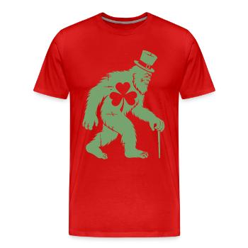 Sasquatch avec Shamrock - T-shirt bio Premium Homme - rouge - Devant - Damien (186cm)