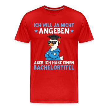 Licence Goose, Chapeau de Docteur Diplôme de Licence - T-shirt bio Premium Homme - rouge - Devant - Damien (186cm)