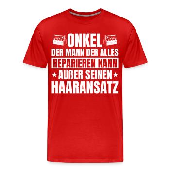 Onkel Handwerker Glatze Haaransatz Lustig - Männer Premium Bio T-Shirt - Rot - Vorne - Damien (186cm)