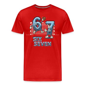 67 Six Six Y3K Handball - T-shirt bio Premium Homme - rouge - Devant - Damien (186cm)