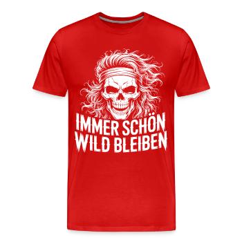 Crâne aux cheveux sauvages - T-shirt bio Premium Homme - rouge - Devant - Damien (186cm)