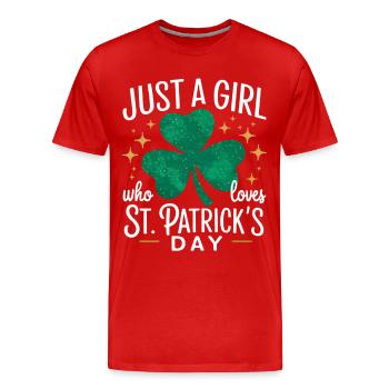 Nur ein Mädchen liebt St. Patrick's Day - Männer Premium Bio T-Shirt - Rot - Vorne - Damien (186cm)