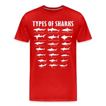 Types de conception de la vie marine océanique des requins - T-shirt bio Premium Homme - rouge - Devant - Damien (186cm)