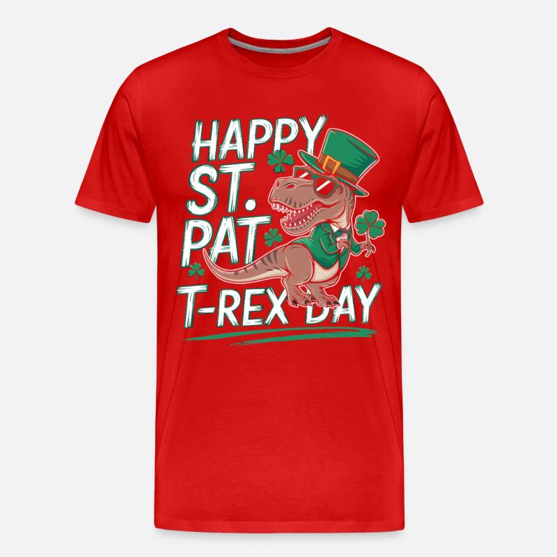 St Patricks T-Rex Hut - Männer Premium Bio T-Shirt - Rot