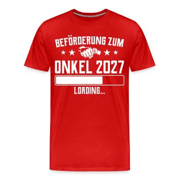 Onkel 2027 Beförderung Schwangerschaft Geschenk - Männer Premium Bio T-Shirt - Rot - Vorne - Damien (186cm)