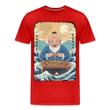Pyro Kawaii Feuerwerk - Männer Premium Bio T-Shirt - Rot - Vorne - Damien (186cm)