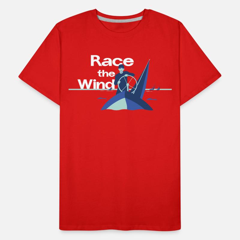 Course the Wind – Mention de l’équipe de régate T-shirt bio Premium Homme