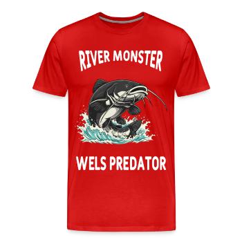 Pêche Rivière Silure Poisson Chat - T-shirt bio Premium Homme - rouge - Devant - Damien (186cm)