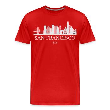 Skyline von San Francisco, San Francisco, USA - Männer Premium Bio T-Shirt - Rot - Vorne - Damien (186cm)