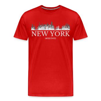 New York Skyline, New York USA - Men's Premium Organic T-Shirt - red - Front - Damien (186cm)