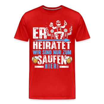 T-shirt de fête de garçon Hommes Grondement de fête de garçon - T-shirt bio Premium Homme - rouge - Devant - Damien (186cm)
