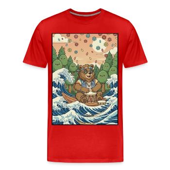 Kawaii Hippie Baer - Männer Premium Bio T-Shirt - Rot - Vorne - Damien (186cm)