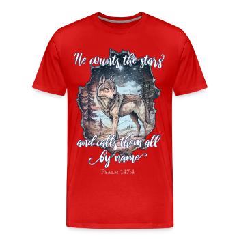 Wolf Christlich - Männer Premium Bio T-Shirt - Rot - Vorne - Damien (186cm)