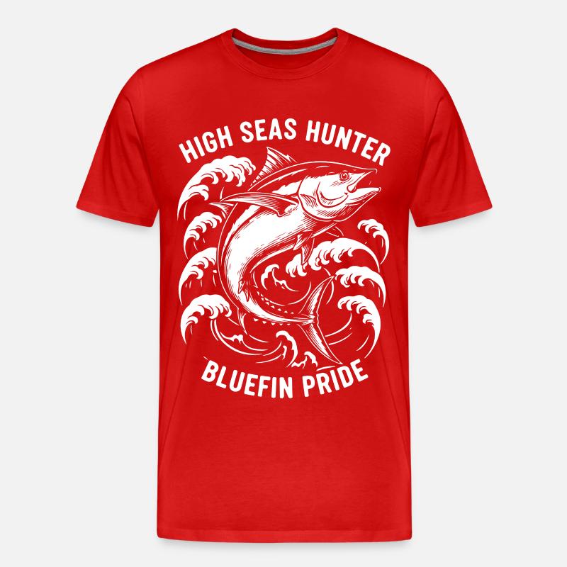 Seefischer Thunfisch-Blauflossenjäger - Männer Premium Bio T-Shirt - Rot
