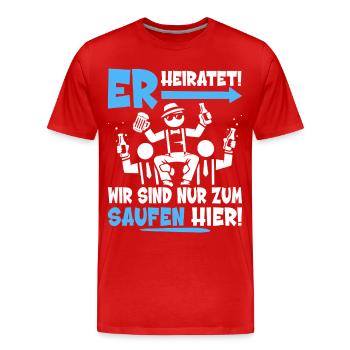 T-shirt de fête de garçon Hommes Grondement de fête de garçon - T-shirt bio Premium Homme - rouge - Devant - Damien (186cm)