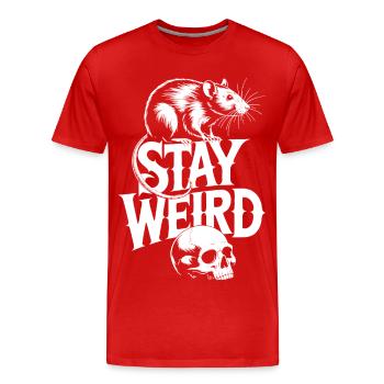 Stay Weird Ratte - Männer Premium Bio T-Shirt - Rot - Vorne - Damien (186cm)