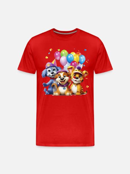 Balloon Friends Dog Trio - Men's Premium Organic T-Shirt - red