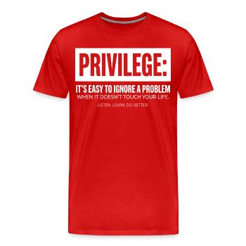 Déclaration de privilège Typographie Motif du texte - T-shirt bio Premium Homme - rouge - Devant - Damien (186cm)